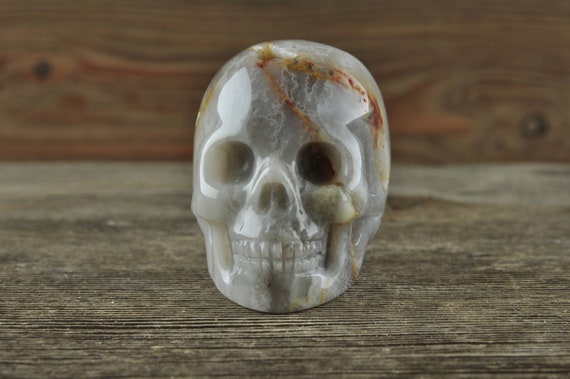 Agate Crystal Skull, Mini! Halloween Decor, Skull Decor, Gothic Home Decor, Memento Mori, Goth Decor, Crystal Decor