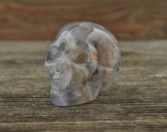 Chevron Amethyst Crystal Skull, Gothic Halloween Decor