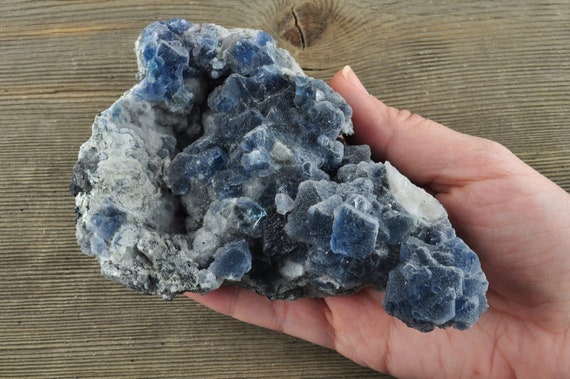 Rare Blue Fluorite with Black Tourmaline Specimen, Crystals, Reiki, Crystal Decor, Gothic Home Decor, Home Decor, Fluorite, Chakra