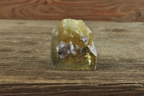 Gorgeous Yellow Fluorite with Pyrite Inclusions Raw Specimen!