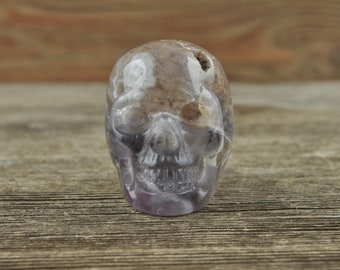 Chevron Amethyst Crystal Skull, Gothic Decor
