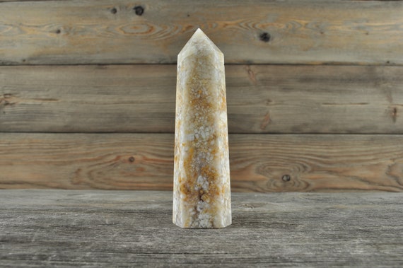 Beautiful Flower Agate Geode Obelisk Point!