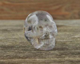 Mini Chevron Amethyst Crystal Skull, Gothic Halloween Decor