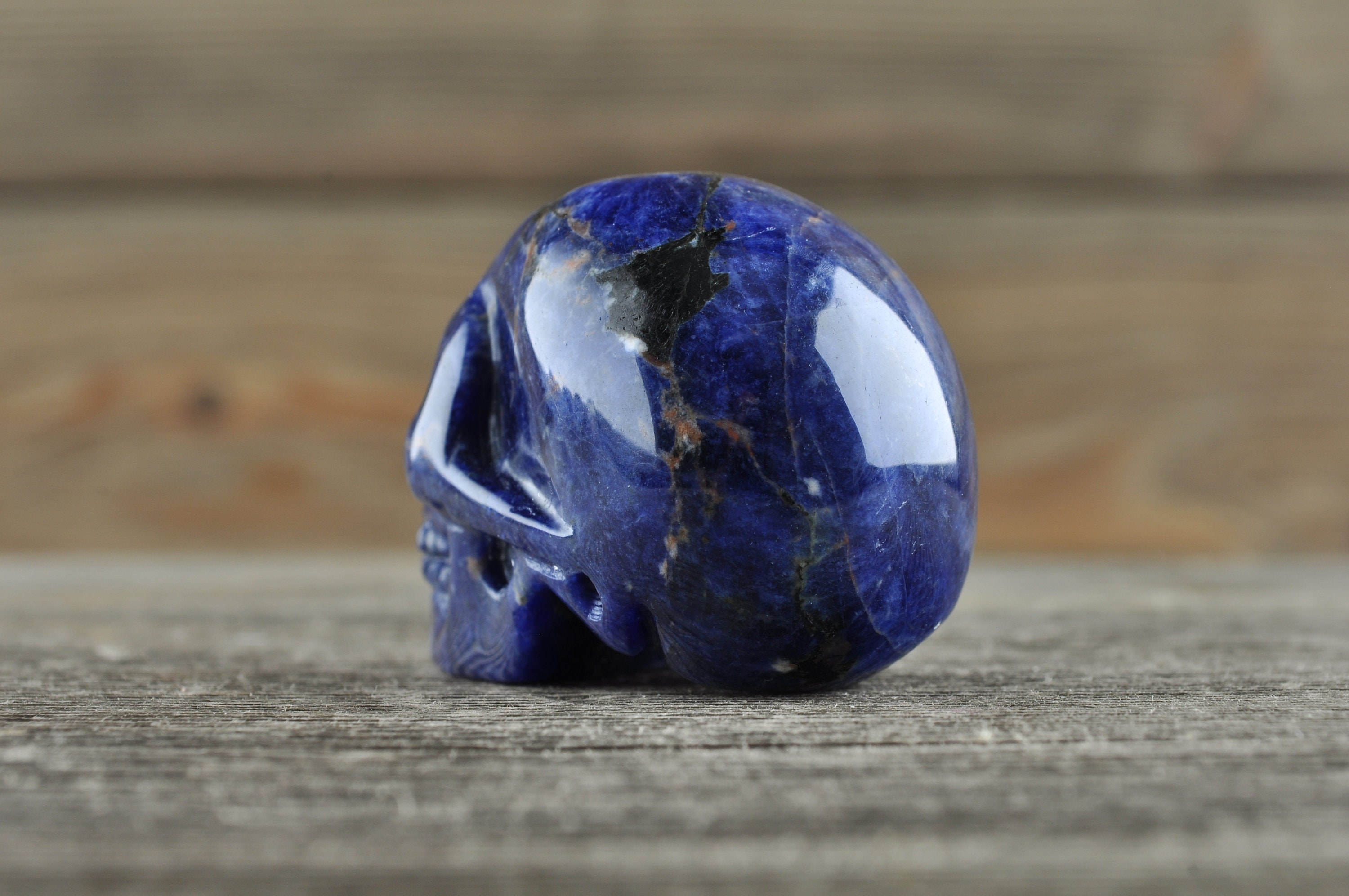 Sodalite Crystal Scary Ghost Face Carving