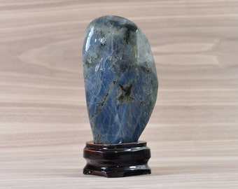 Labradorite Crystal on Wooden Stand, Labradorite, Labradorite Stone, Labradorite Freeform, Labradorite Free Form, Crystal Decor, Home Decor