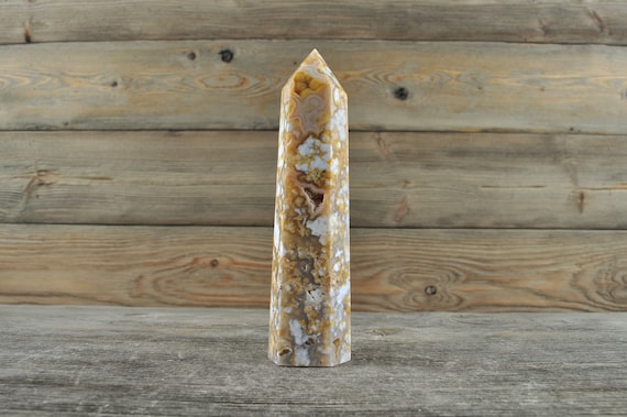 Beautiful Flower Agate Geode Obelisk Point!