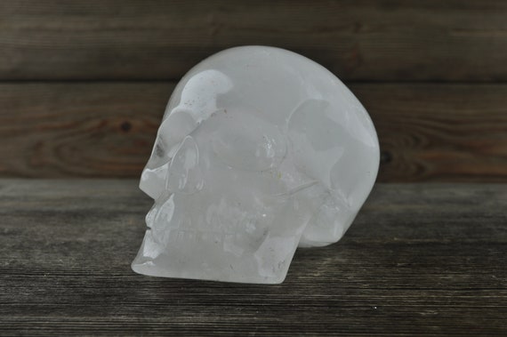 Clear Quartz, Crystal Skull, Medium, Halloween Decor, Skull Decor, Gothic Home Decor, Memento Mori, Goth Decor, Crystal Decor