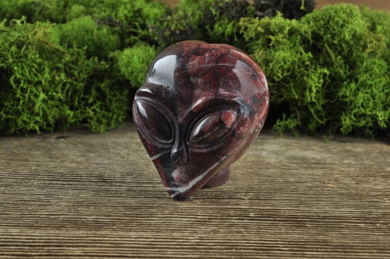 Natural Realistic Jasper Alien Crystal Skull, 2inch! Starbeing, Alien, ET, Alien Skull, Crystal Alien Active