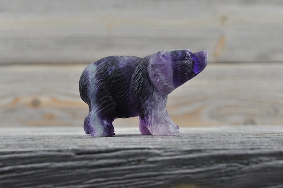 Purple Fluorite Crystal Bear, Mini