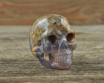 Purple Fluorite Crystal Skull, Gothic Halloween Decor
