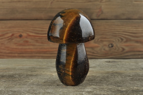 Tiger Eye Mushroom, Crystal Mushroom, Crystal Decor, Halloween Decor Crystal Carving, Home Decor, Reiki, Agate, Crystal Healing