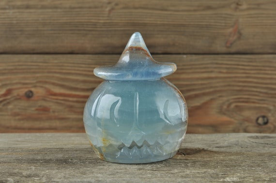 Blue Onyx Pumpkin! Pumpkin, Jack O Lantern, Crystal Pumpkin, Halloween Decor, Goth Decor, Crystal Decor