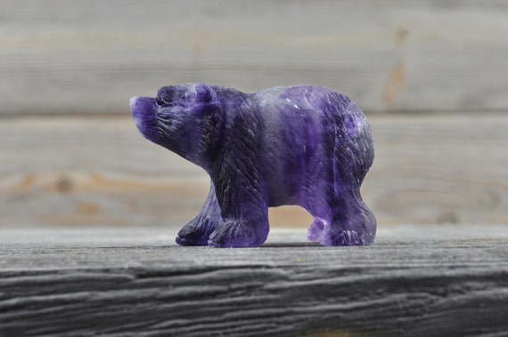 Purple Fluorite Crystal Bear, Mini