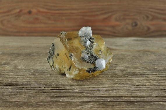 Gorgeous Yellow Fluorite with Pyrite Inclusions Raw Specimen!