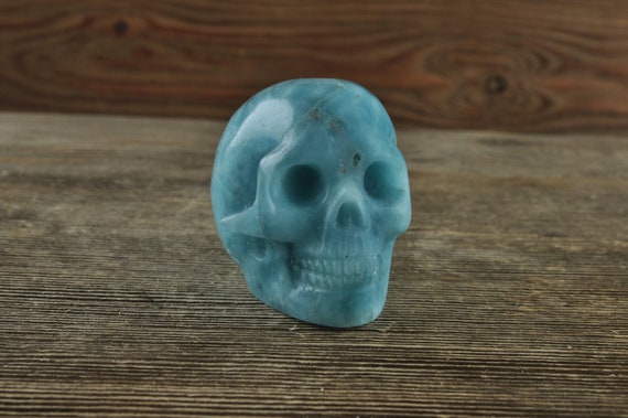 Blue Obsidian Crystal Skull, Mini Halloween Decor, Skull Decor, Gothic Home Decor, Memento Mori, Goth Decor, Crystal Decor