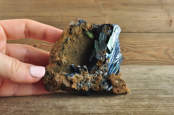 Gorgeous Vivianite in Matrix Raw Specimen, Phosphate Mineral, Blue-Green, Iron-Magnesium, Crystal