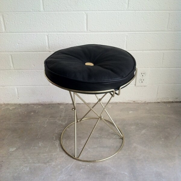 Brass and Leather Stool RESERVED for Sally