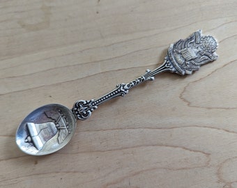 Vintage Collectible Silver Plate LIBERTY BELL Repousse Bowl Demitasse/Souvenir Spoon 4 7/8"