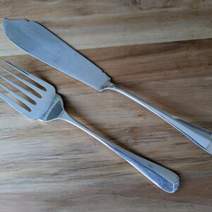 Antique Walker & Hall Silver Queen Anne/TIPPED Fish Serving Knife and Fork, Set of 2
