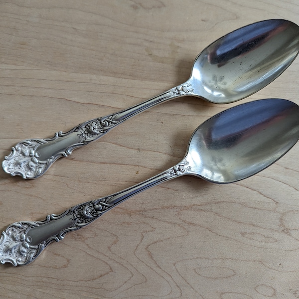 Antique 1847 ROGERS Bros 1906 CHARTER OAK Serving Tablespoon 8 1/4", Set of 2