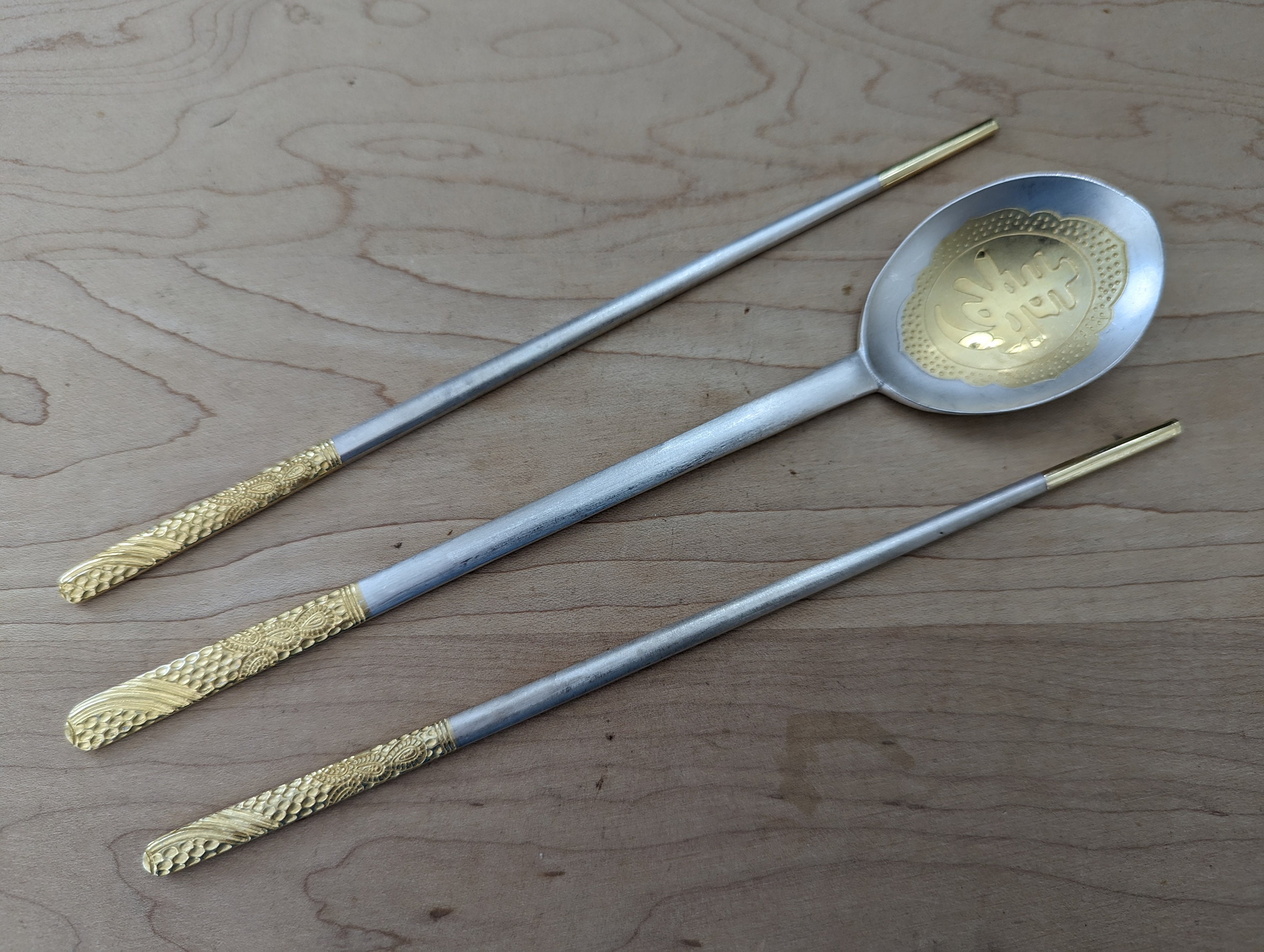 銀製宮本透し彫スプーン90g 共箱東さ6-0814②