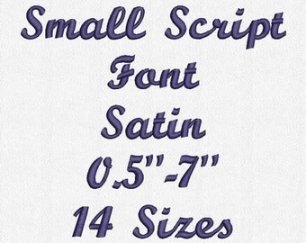 Small Script Font 14 Sizes Embroidery Design