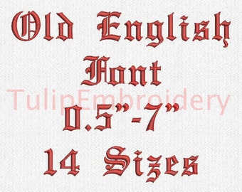 Old English Font 14 Sizes Embroidery Design