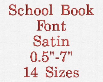 School Book Font 14 Sizes Embroidery Design