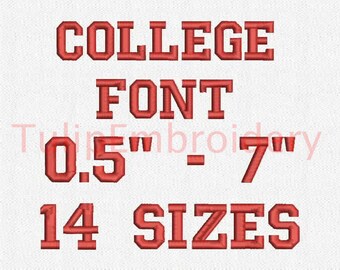 College Font 14 Sizes Embroidery Design