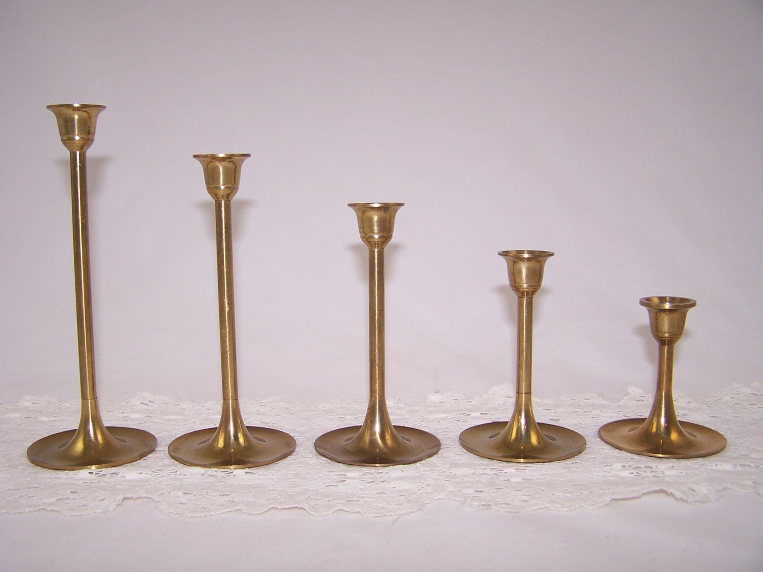 Solid Brass Candle Holder Set of 5 Tiered Vintage Interpur Etsy