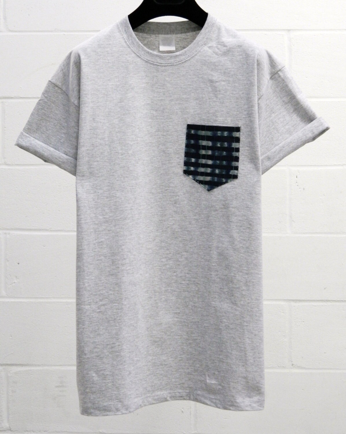 Image of Men's Two Tone Geometric Pattern, Grey Pocket T-Shirt, T - Shirt, Tee, Unisex, Menswear, Uk