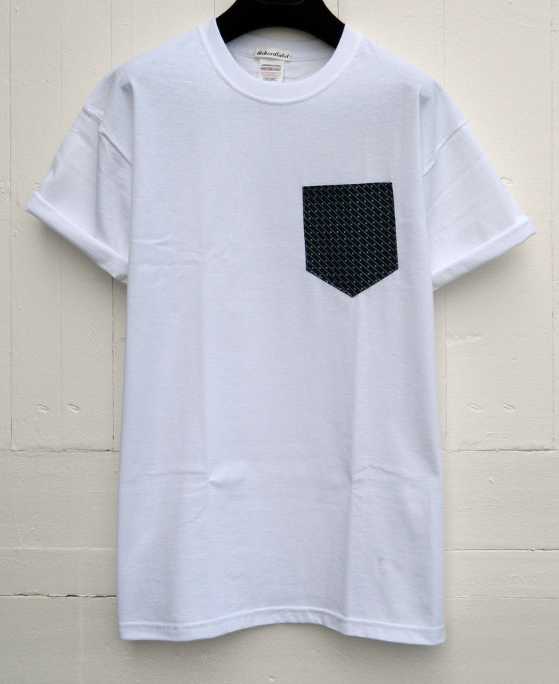 Men's Mini Dots on Navy Pattern White Pocket T-Shirt | Etsy