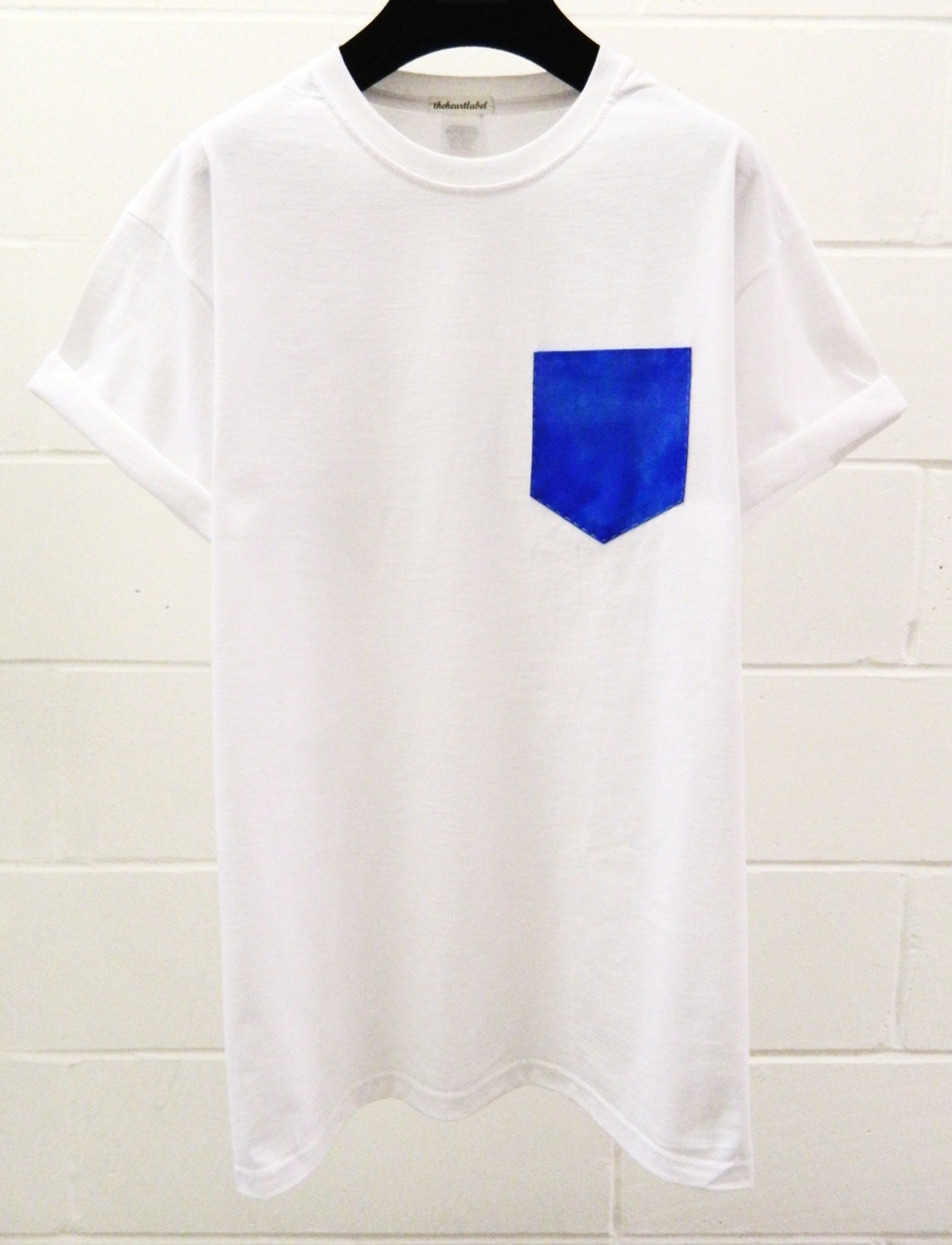 Image of Men's Royal Bluepattern White Pocket T-Shirt, T - Shirt, Tee, Unisex, Menswear, Uk