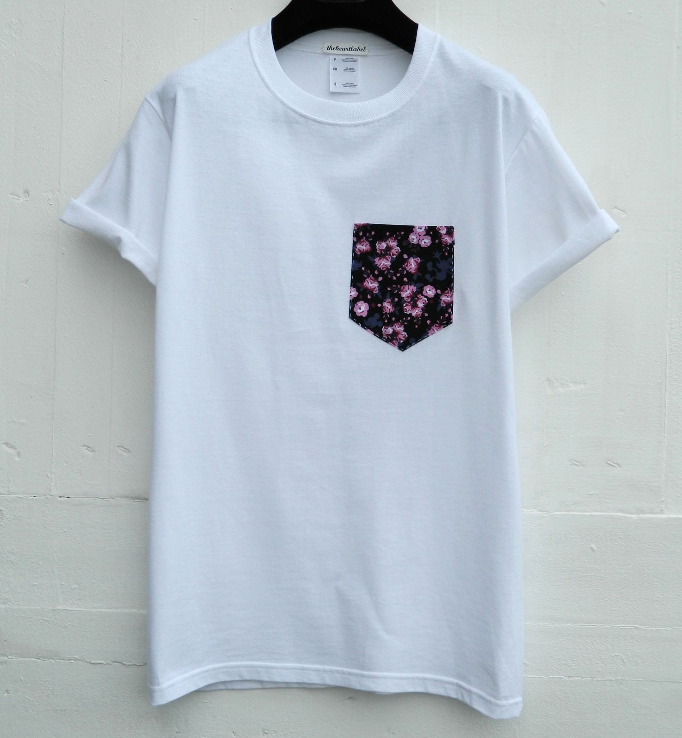 Men's Mickey Mouse Floral Pattern Black Pocket T-Shirt | Etsy