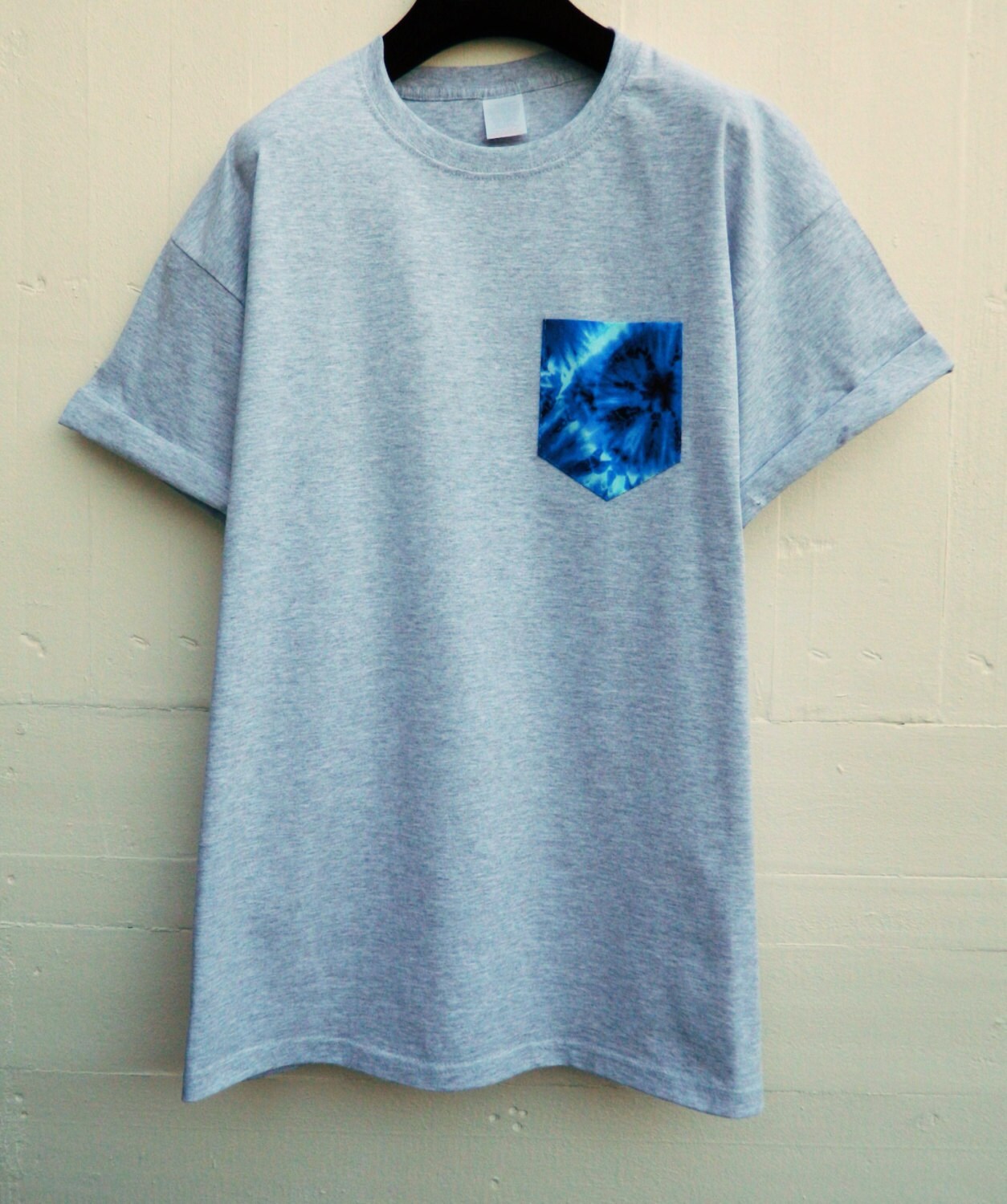 Image of Men's Java Azure Tie & Dye Pattern, Grey Pocket T-Shirt, T - Shirt, Tee, Unisex, Menswear, Uk