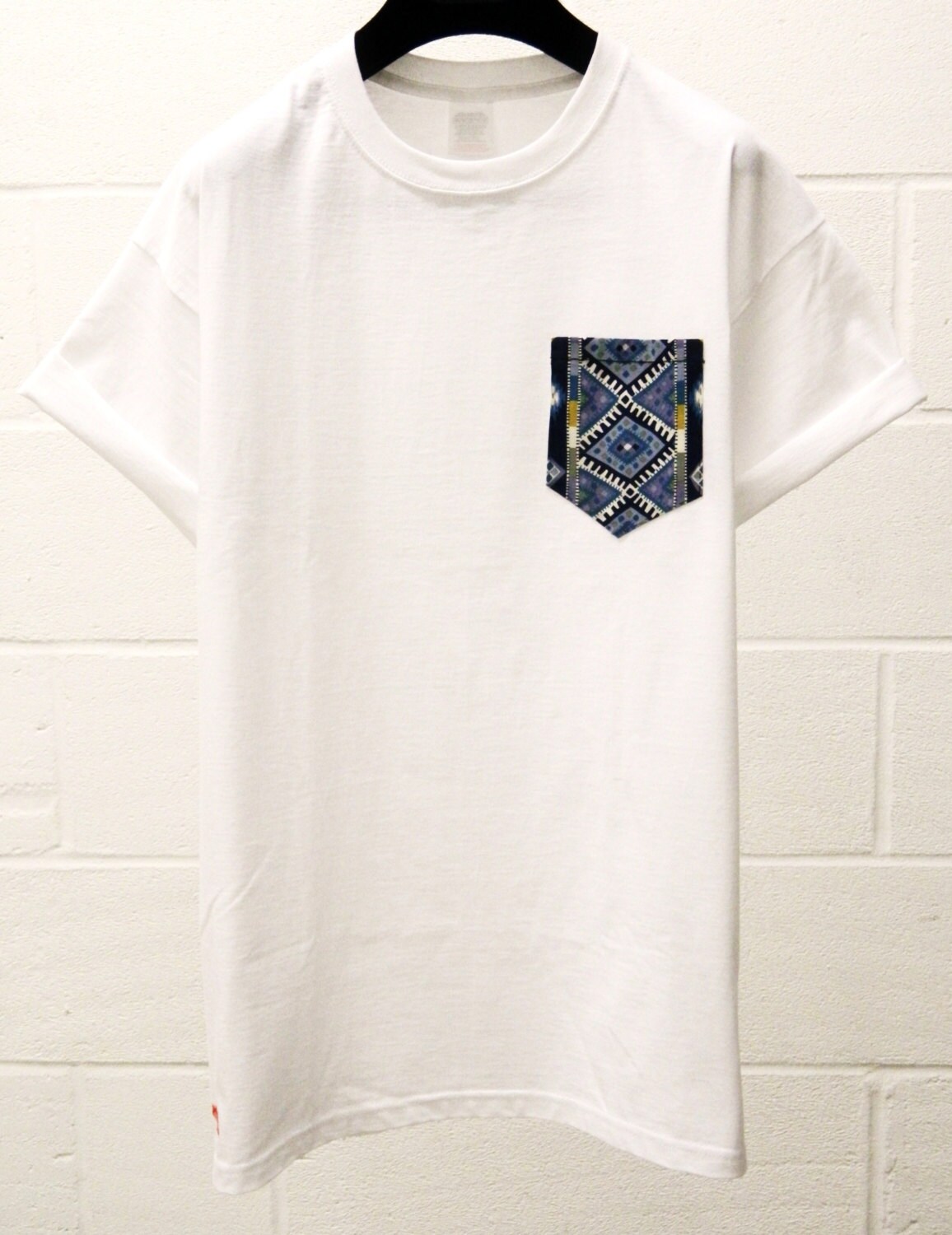 Image of Men's Aztec Pattern White Pocket T-Shirt, T - Shirt, Tee, Unisex, Menswear, Uk, Custom Made