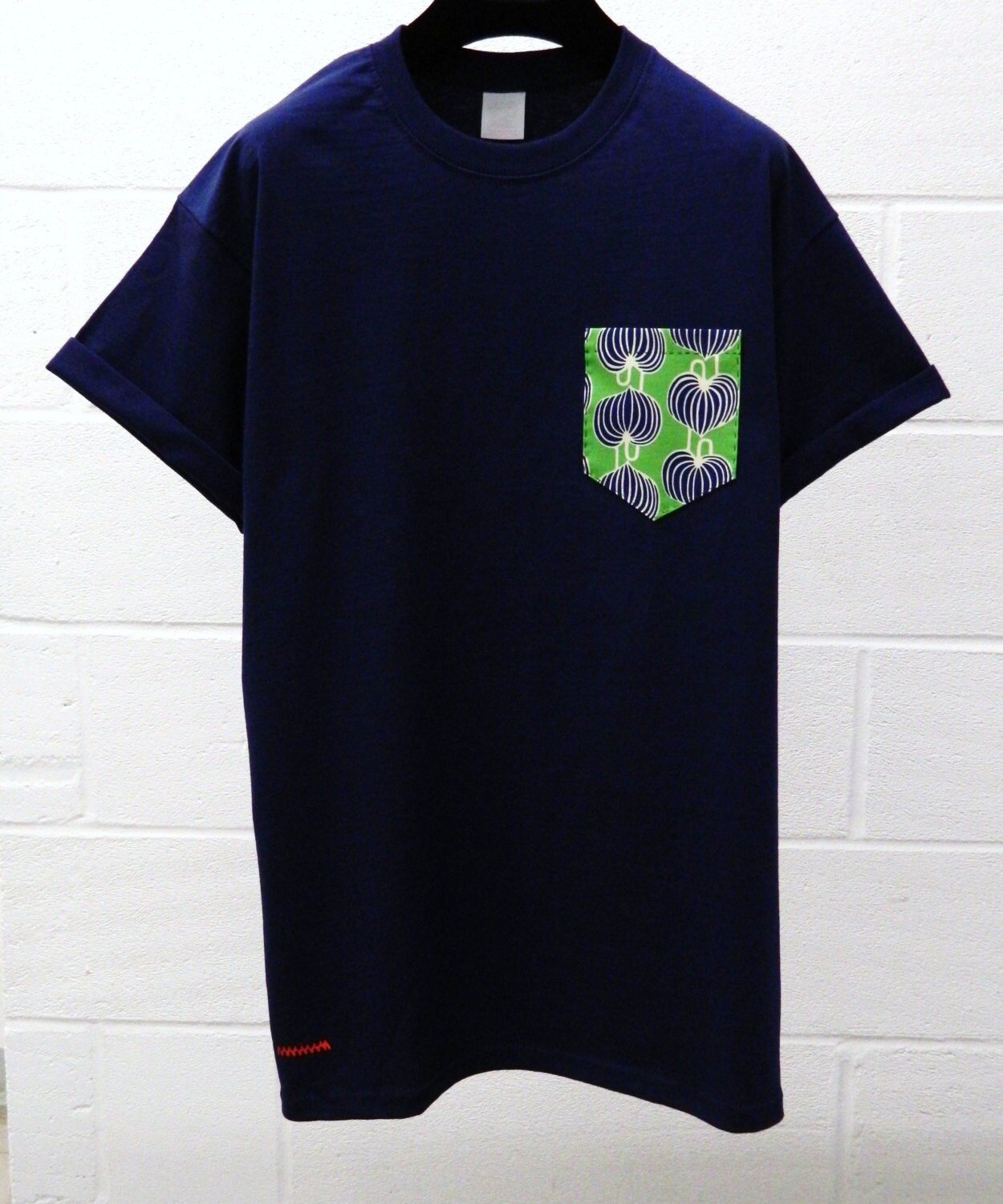 Image of Men's Green & Blue Lantern Pattern Navy Pocket T-Shirt, T - Shirt, Tee, Unisex, Menswear, Uk