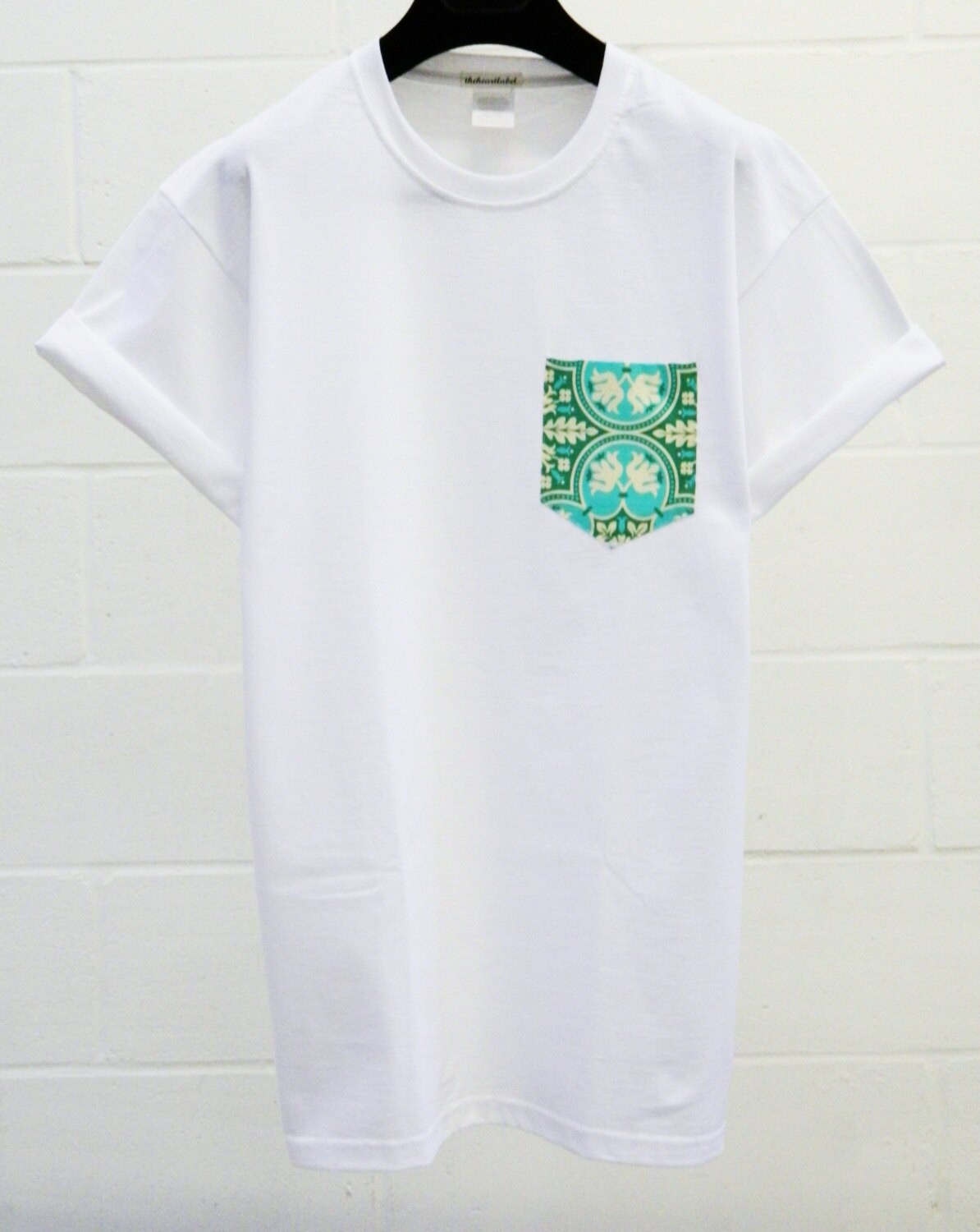 Image of Men's Abstract Pattern, White Pocket T-Shirt, T- Shirt, Tee, Unisex, Menswear, Uk, Custom Made T - Shirt