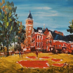 Pfoten in Tillman Hall in University, Klugh Avenue, Clemson, SC-Pen King-A2906-Home Decor Holiday Artwork Texture Painting Dining Wall Art