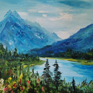 Canada Banff Lake Louise Rundle Mountain-Pen King-A3458-Home Decor Holiday Artwork Texture Painting Dining Wall Art