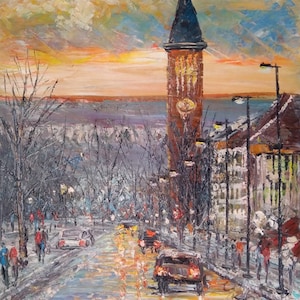 McGraw Tower, Located in  Cornell University-Pen King-A1343-Home Decor Holiday Artwork Texture Painting Dining Wall Art