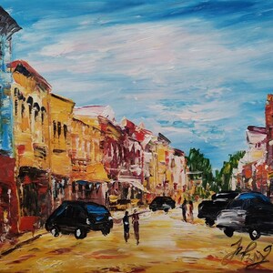 Main Street, Morrison Illinois-Pen King-A2370-Home Decor Holiday Artwork Texture Painting Dining Wall Art