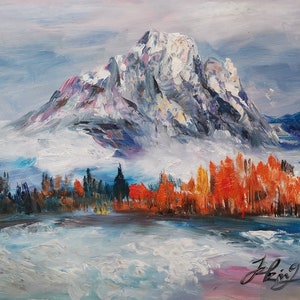 Foggy Grand Teton Nationalpark, Wyoming-Pen King-A3070-Home Decor Urlaub Kunstwerk Textur Malerei Essen Wandkunst