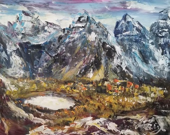 Larch Valley, Banff, Alberta, Canadá-Pen King-A4411-Home Decor Holiday Artwork Texture Painting Dining Wall Art