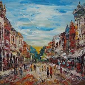 Main Street, Shelbyville, KY-Pen King-A40-Home Decor Holiday Artwork Texture Painting Dining Wall Art