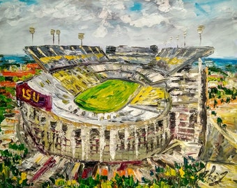 Whole View LSU Stadium-Pen King-A1922-Home Decor Holiday Artwork Texture Painting Dining Wall Art