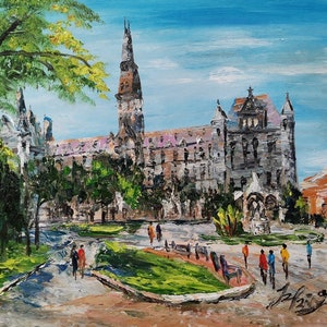 Main im Frühling, Campus, Universität, Georgetown, Washington DC-Pen King-A2623-Home Decor Urlaub Kunstwerk Textur Malerei Essen Wandkunst