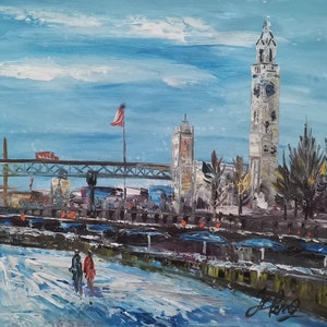 Old Harbor Tower, Montreal, QC Canada-Pen King-A4783-Home Decor Holiday Artwork Texture Painting Dining Wall Art