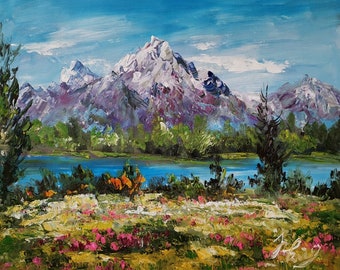 Cloudy Grand Teton National Park, Wyoming-Pen King-A3000-Home Decor Holiday Artwork Texture Painting Dining Wall Art