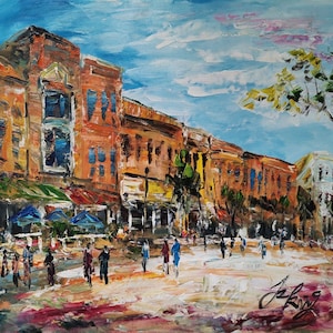 Downtown Seneca Falls Finger Lakes,  New York State-Pen King-A3503-Home Decor Holiday Artwork Texture Painting Dining Wall Art